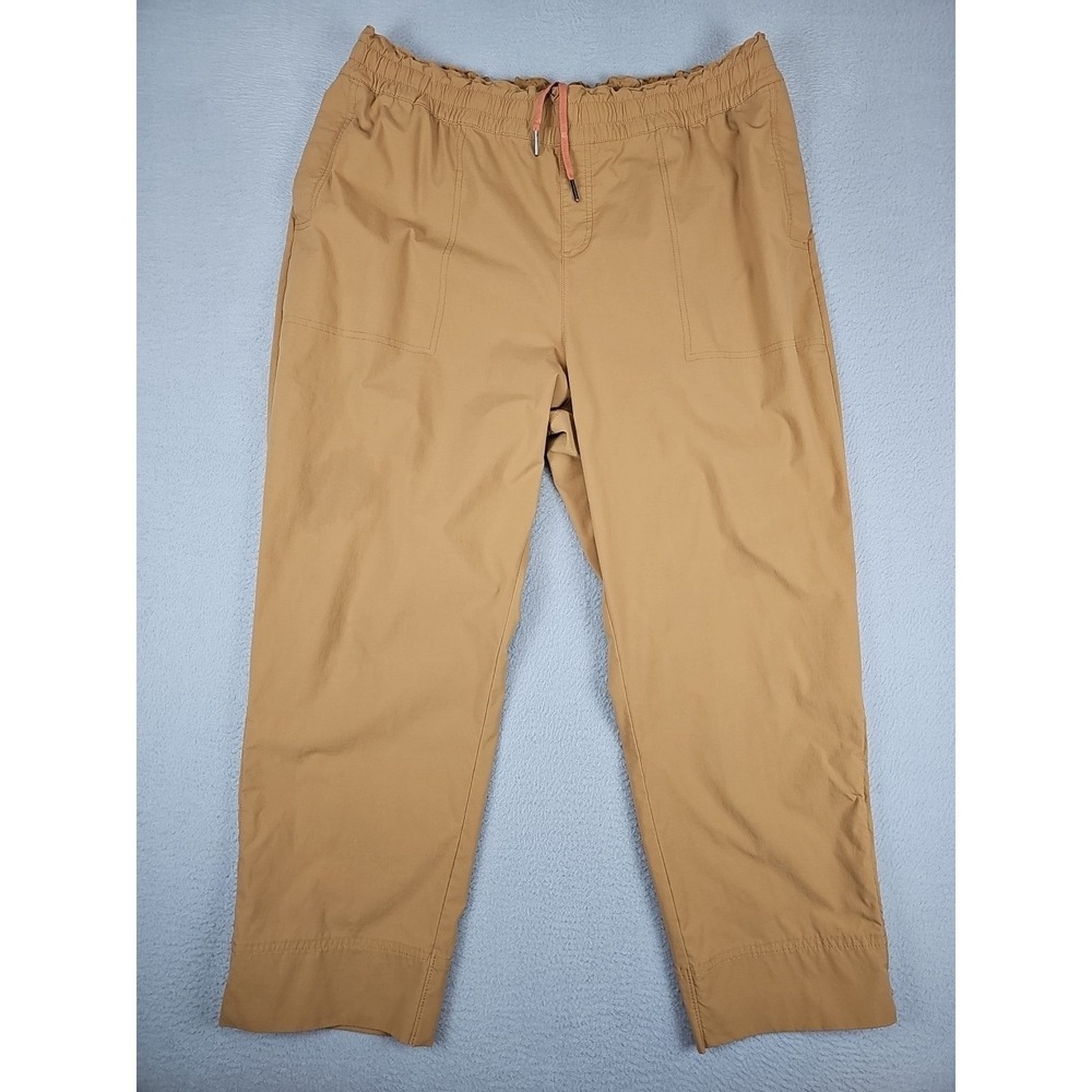 Columbia Pull On Pants Women's XL 34x25 Beige Elastic Waist Cropped Cinch Ankle